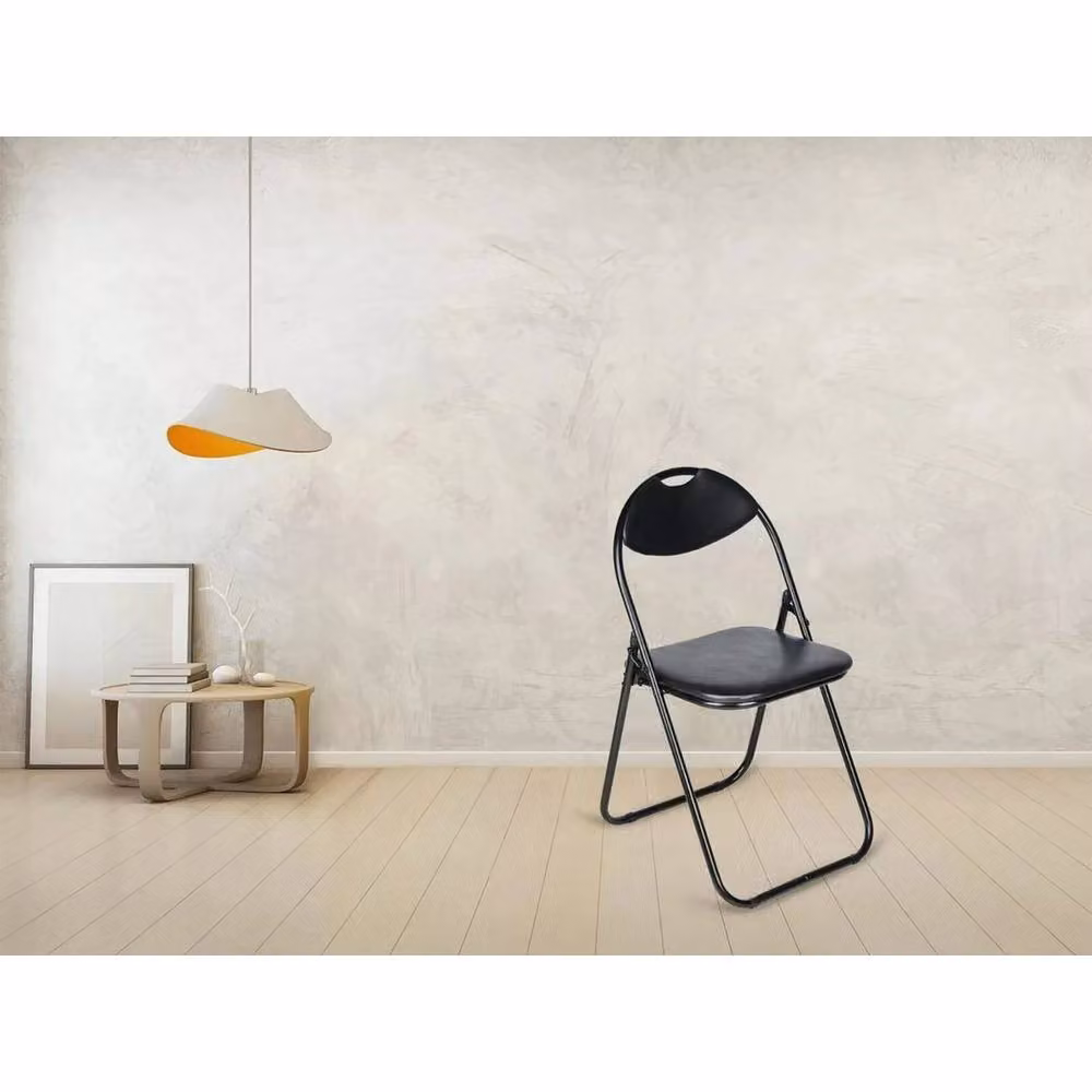 Spetlek Black Folding Chair with Synthetic Leather Upholstery – 2
