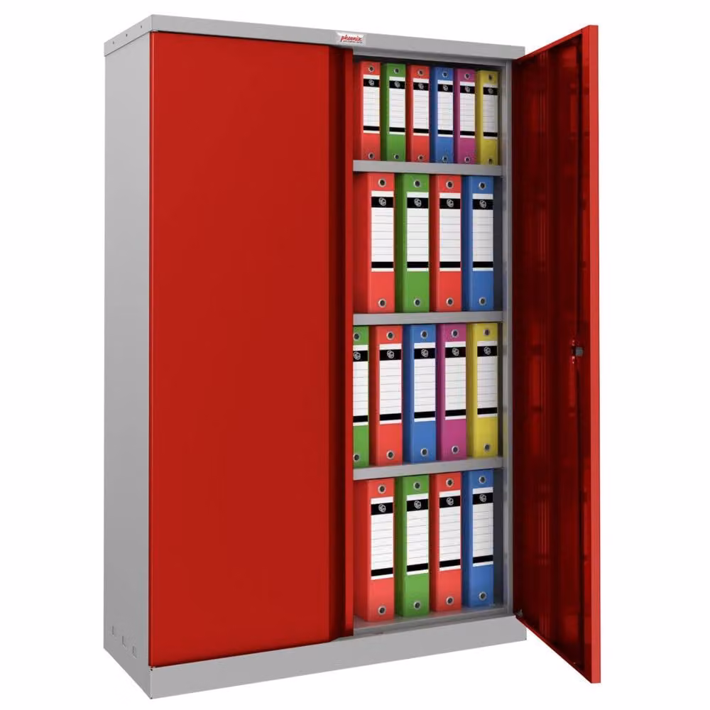 Phoenix Safe Company SCL1491GRK Steel Storage Cupboard in Grey and Red with Key Lock, H 140 cm x W 100 cm x D 30 cm – 2