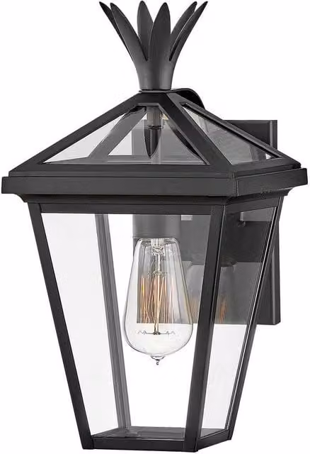 Netlighting Palma Small Black Outdoor Wall Lantern with Transparent Glass IP44