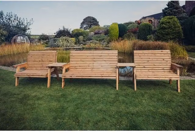 Churnet Valley Garden Furniture Ltd Valley 7 Seat Garden Furniture Set in Brown Treated Hardwood