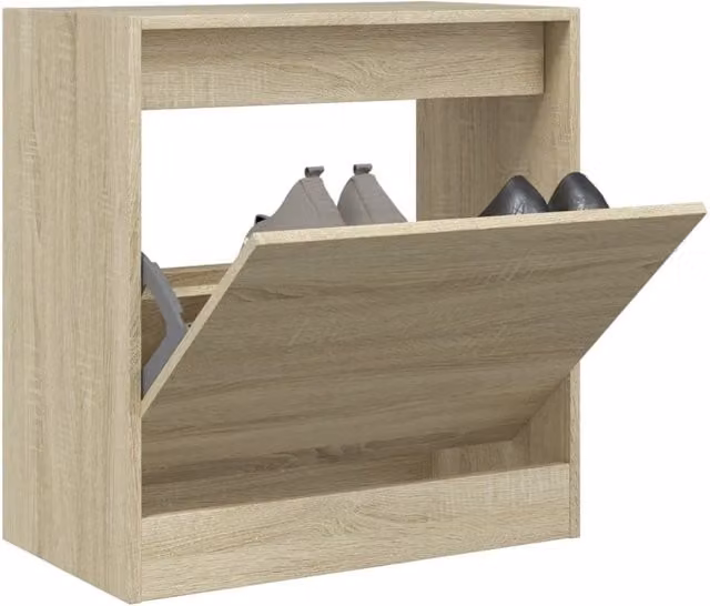 Berkfield Home Sonoma Oak Shoe Cabinet in Brown, W/D/H: 60 x 34 x 63.5 cm – 1