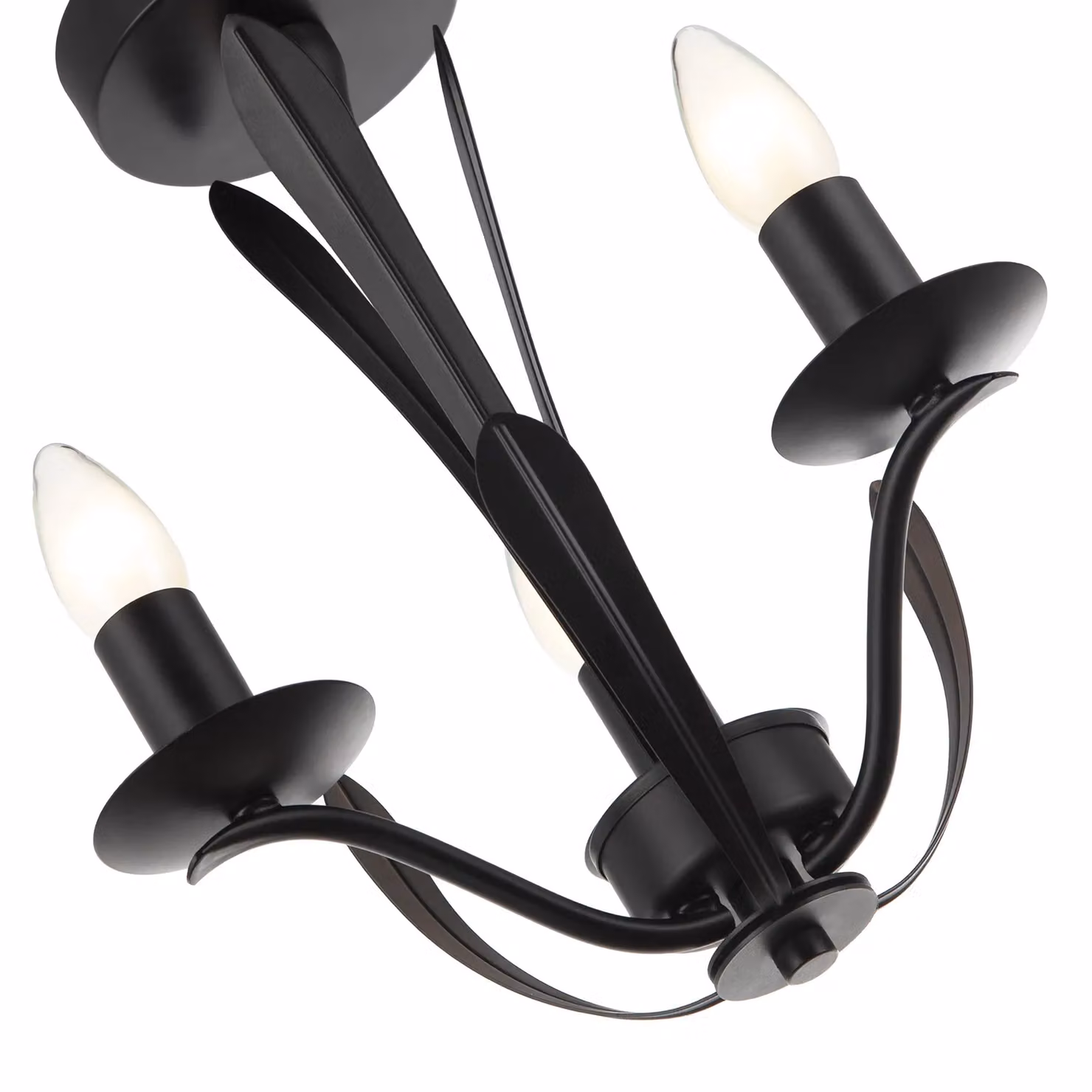 Happy Homewares 3-Arm Classic Ceiling Light in Black with Metal and Glass Details – 3