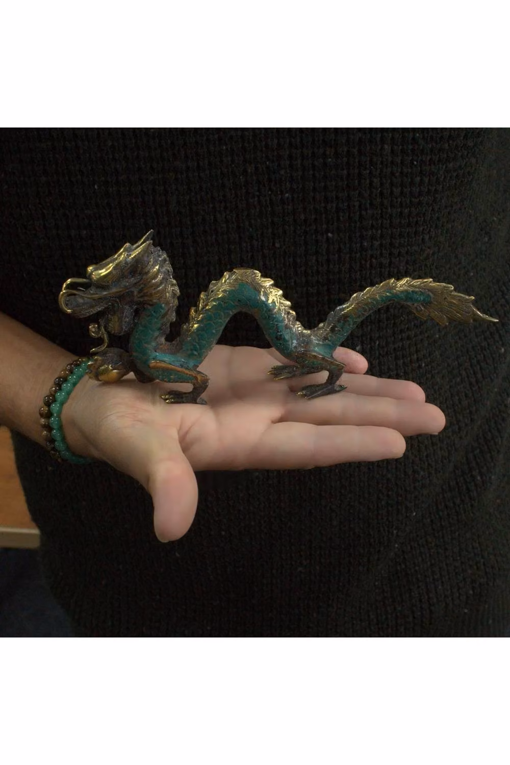 KDMD Turquoise Metal Oriental Dragon with Ball Ornament, Height: 20 cm – 2