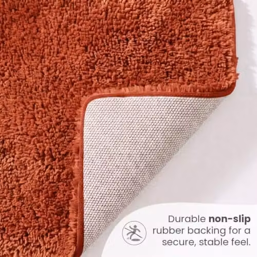 Allure Bath Fashions Luxury Microfibre Non-Slip Bath Mat, Terracotta, W: 80 cm, D: 50 cm, H: 2 cm – 4