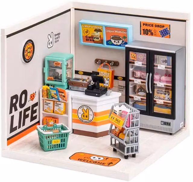 Syntego DIY Energy Supply Store Miniature Dollhouse Kit, Multicolour