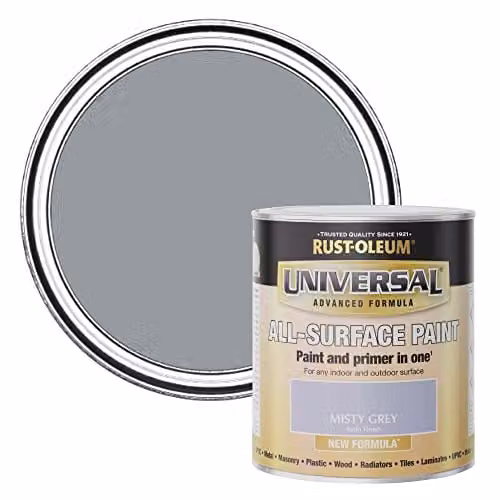 Rust-Oleum Universal Paint and Primer in Satin Misty Grey, 750ml – 1
