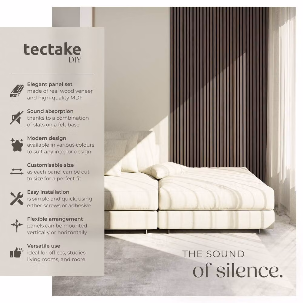 tectake Acoustic Wood Look Wall Panels in Grey Oak Gray – 2