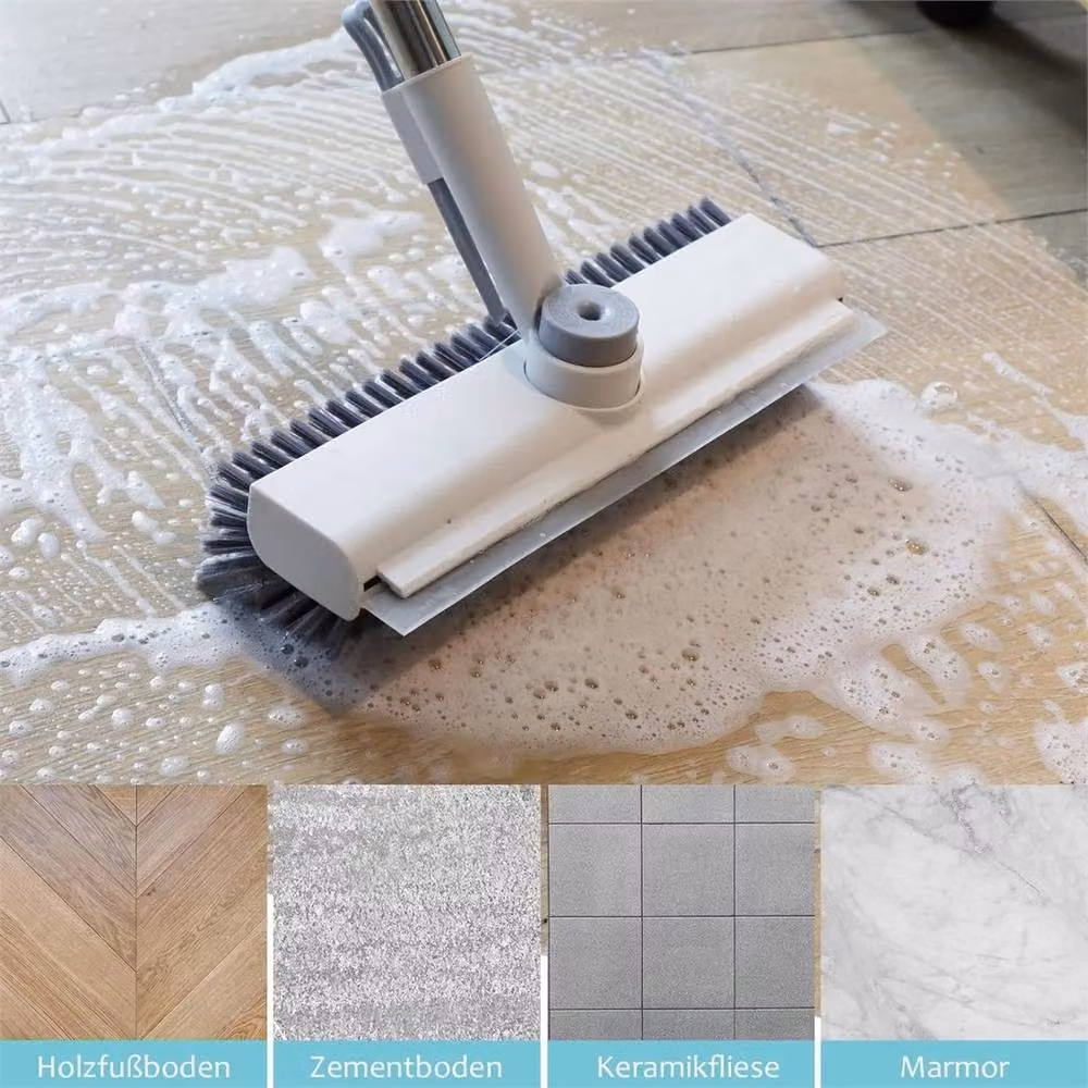 KORVIXA Magic Silicone Broom and Floor Cleaning Squeegee in Silver with Telescopic Handle – 2