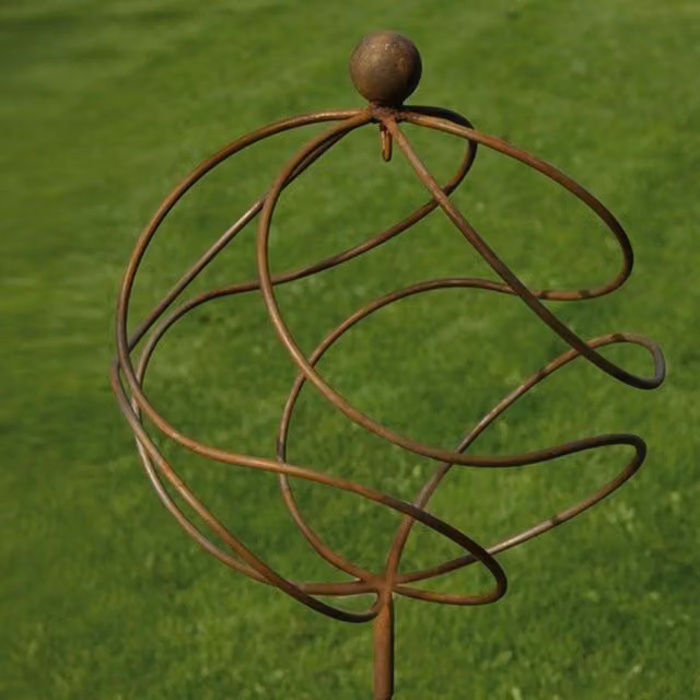 Poppyforge Tangle Ball Plant Support on 4ft Stem in Brown, Solid Steel