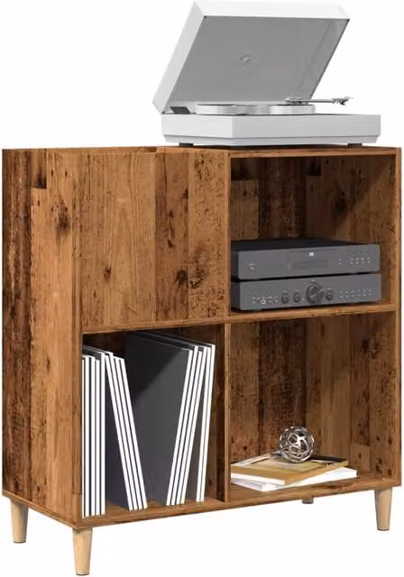 Berkfield Home Record Cabinet in Old Wood Brown, W/D/H: 84.5 x 38 x 89 cm – 1