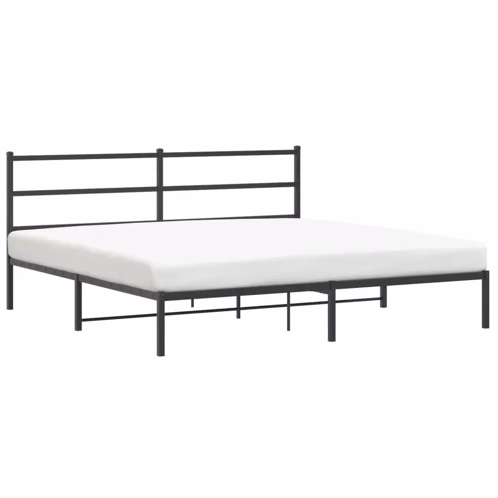 Berkfield Home Metal Bed Frame with Headboard in Black W/D/H: 193 x 203 cm – 2