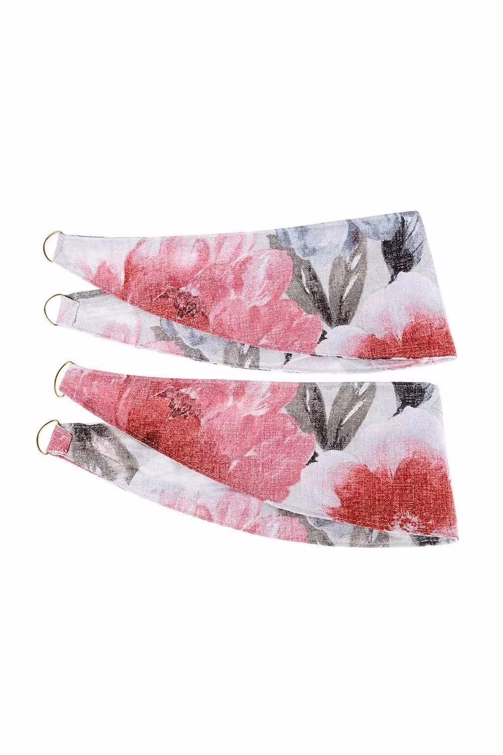 Homescapes Sofia Floral Tie Back Pair in Pink and Grey – 2
