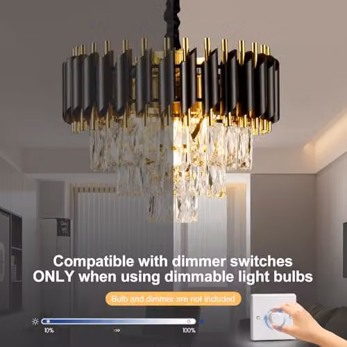 Harper Living Modern Crystal Chandelier Pendant Light in Black and Gold Finish – 2