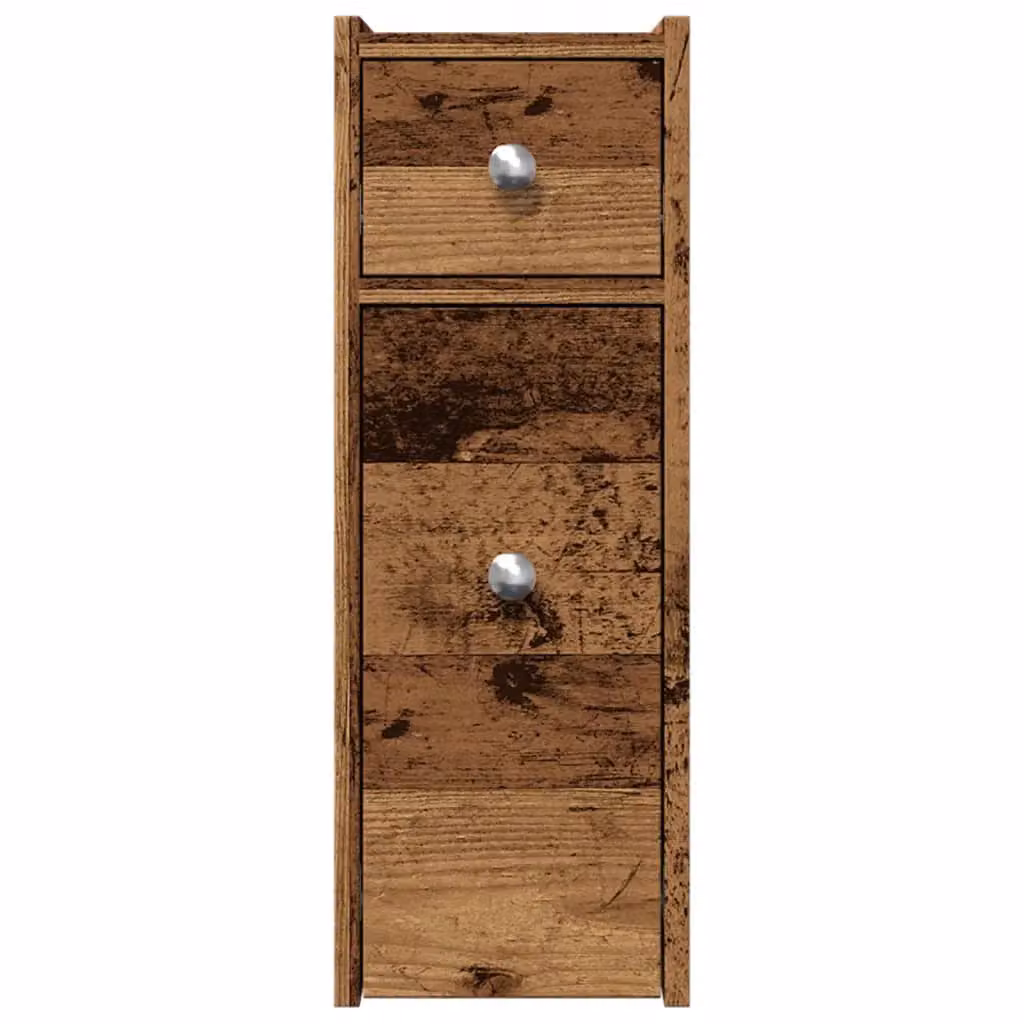 Berkfield Home Narrow Freestanding Bathroom Cupboard with Wheels in Brown Old Wood – 4