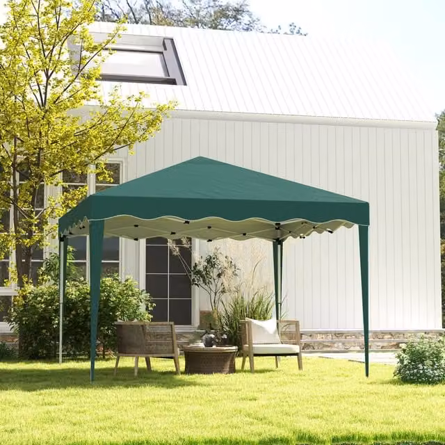 Outsunny Green Pop Up Gazebo Canopy Portable Tent with Steel Frame, W 300 x D 300 x H 300 cm