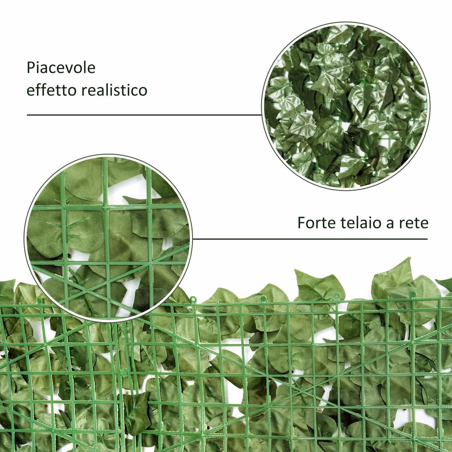 Outsunny 4-Piece Artificial Leaf Hedge Privacy Fence Screen, Green, H 240 cm x W 100 cm – 6
