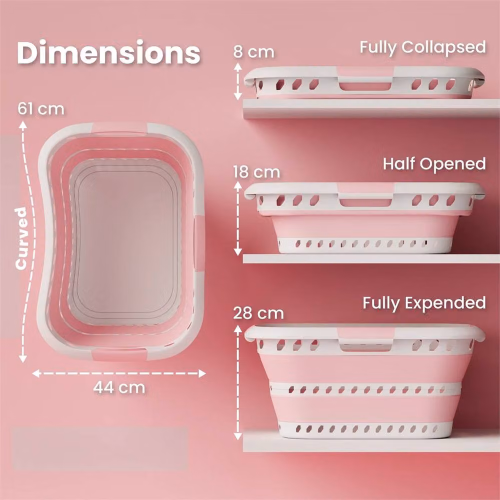 Nordara Pink Collapsible 42L Laundry Basket with Handles – 2