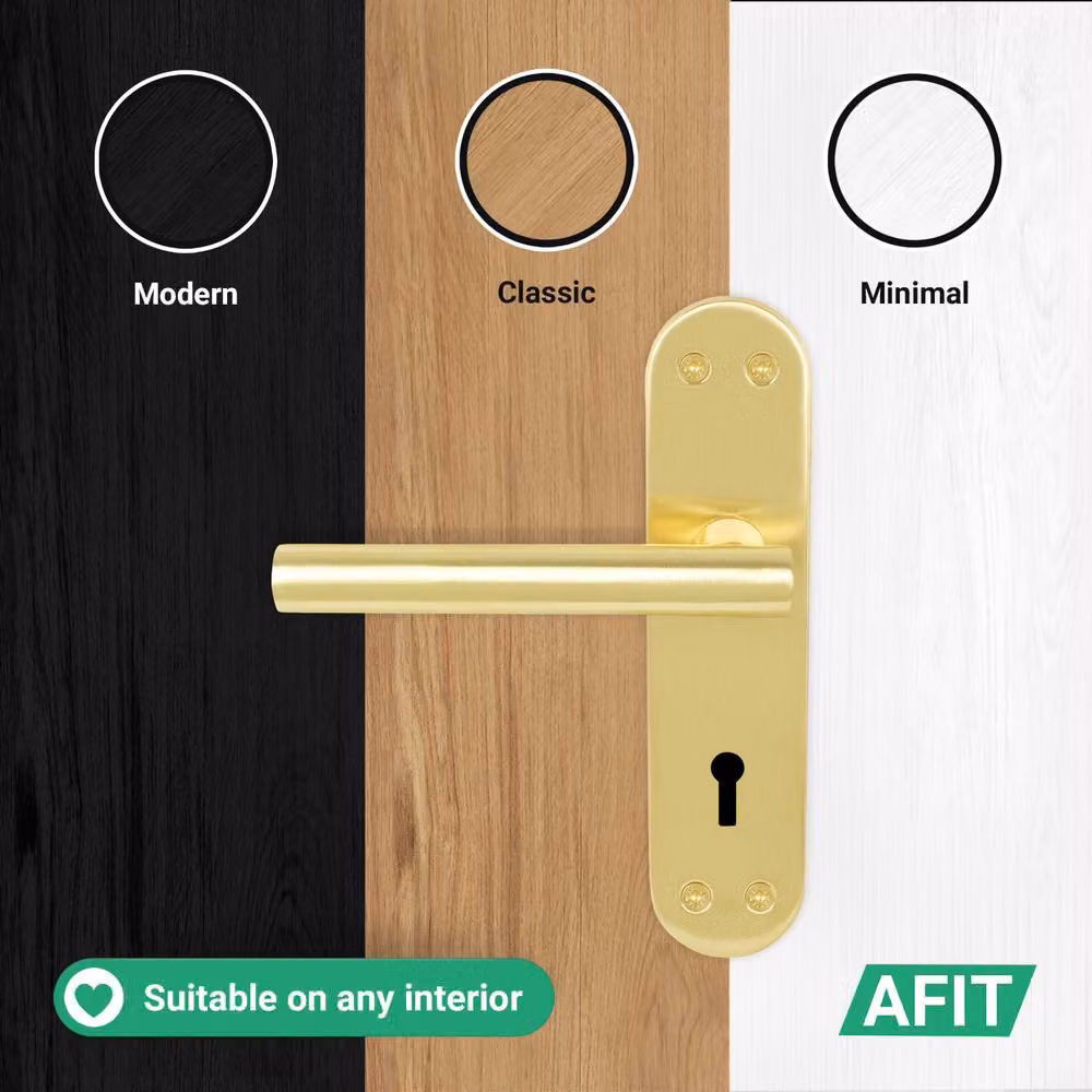 AFIT T-Bar Handle Set with Lock Backplate and 64mm Hinges in Satin Brass Gold, 150 x 150 mm – 4