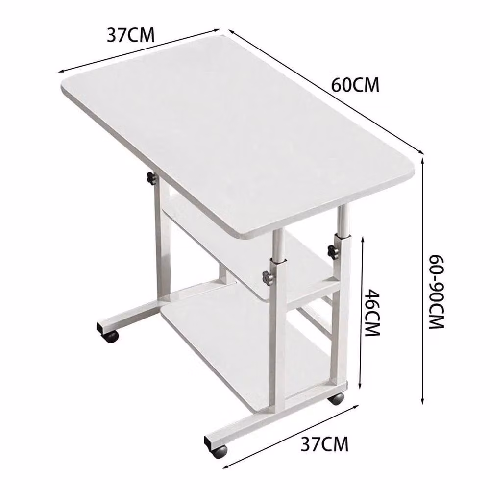 FORGEVIO Height Adjustable Mobile Laptop Table with Castors, White – 2