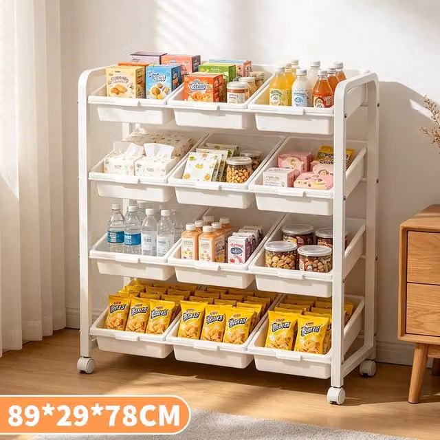 EONLION 12 Drawer Rolling Storage Cart with Lockable Wheels in White, Height: 100 cm