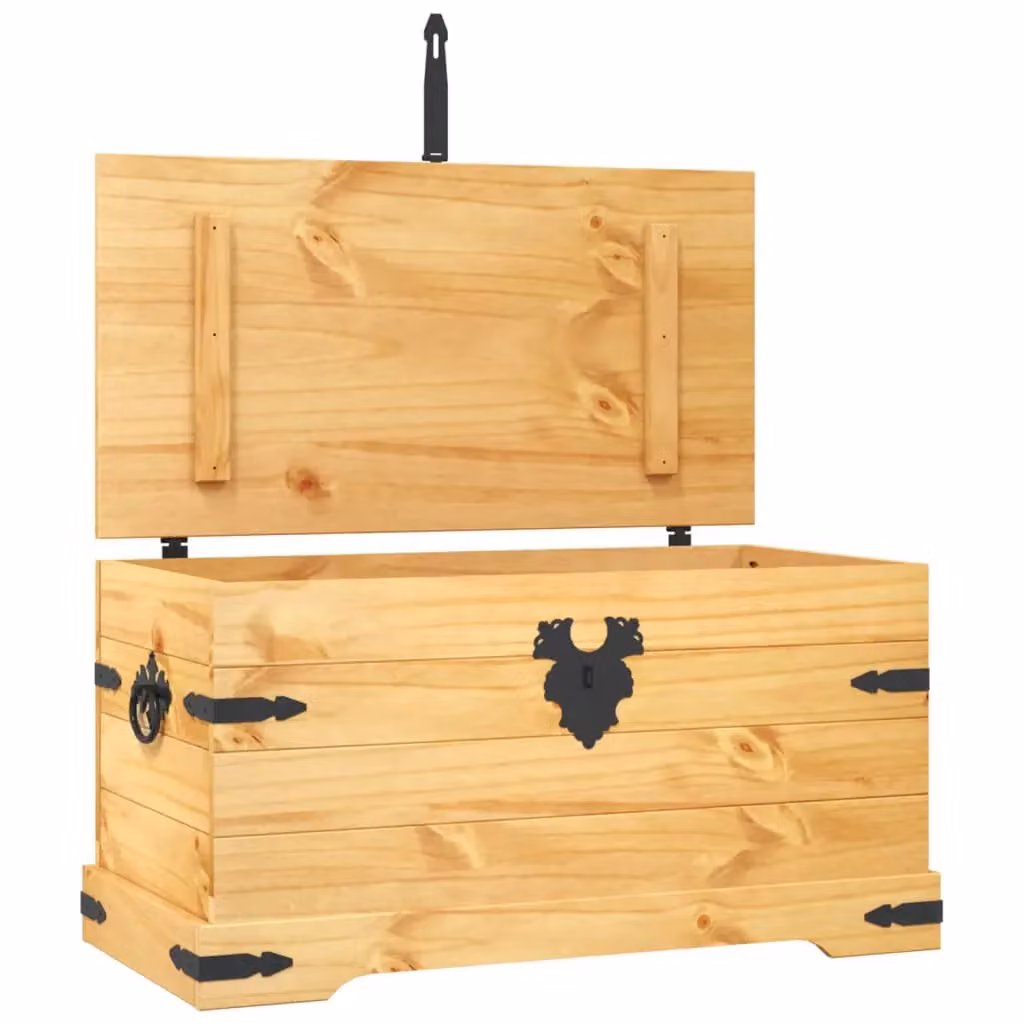Berkfield Home Corona Range Mexican Pine Storage Chest in Brown, W/D/H: 91 x 49.5 x 47 cm – 2