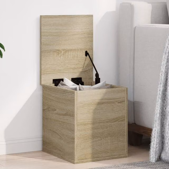 Berkfield Home Sonoma Oak Storage Box in Brown, W/D/H: 30 x 35 x 35 cm