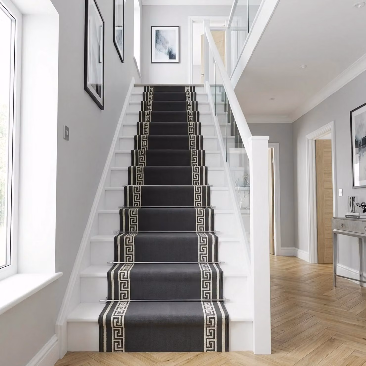 runrug Grey Key Stair Carpet Runner W: 80 cm, L: 660 cm – 4