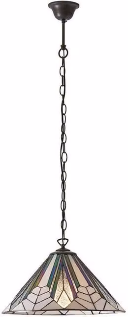 Loops Tiffany Art Deco Glass Hanging Ceiling Pendant Light with Bronze Chain and Transparent Shade – 1