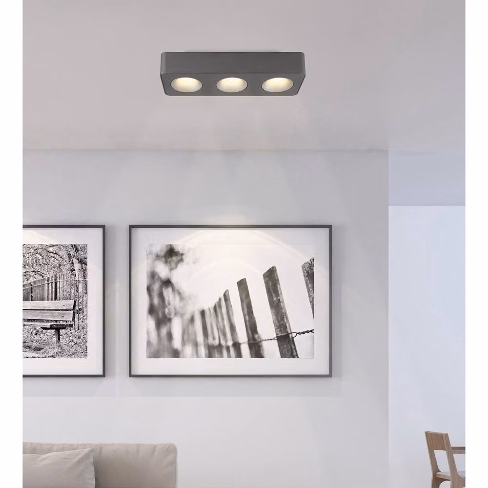 Netlighting Hangarau LED Ceiling Spotlight Bar in Grey with Warm White 3000K Light – 4
