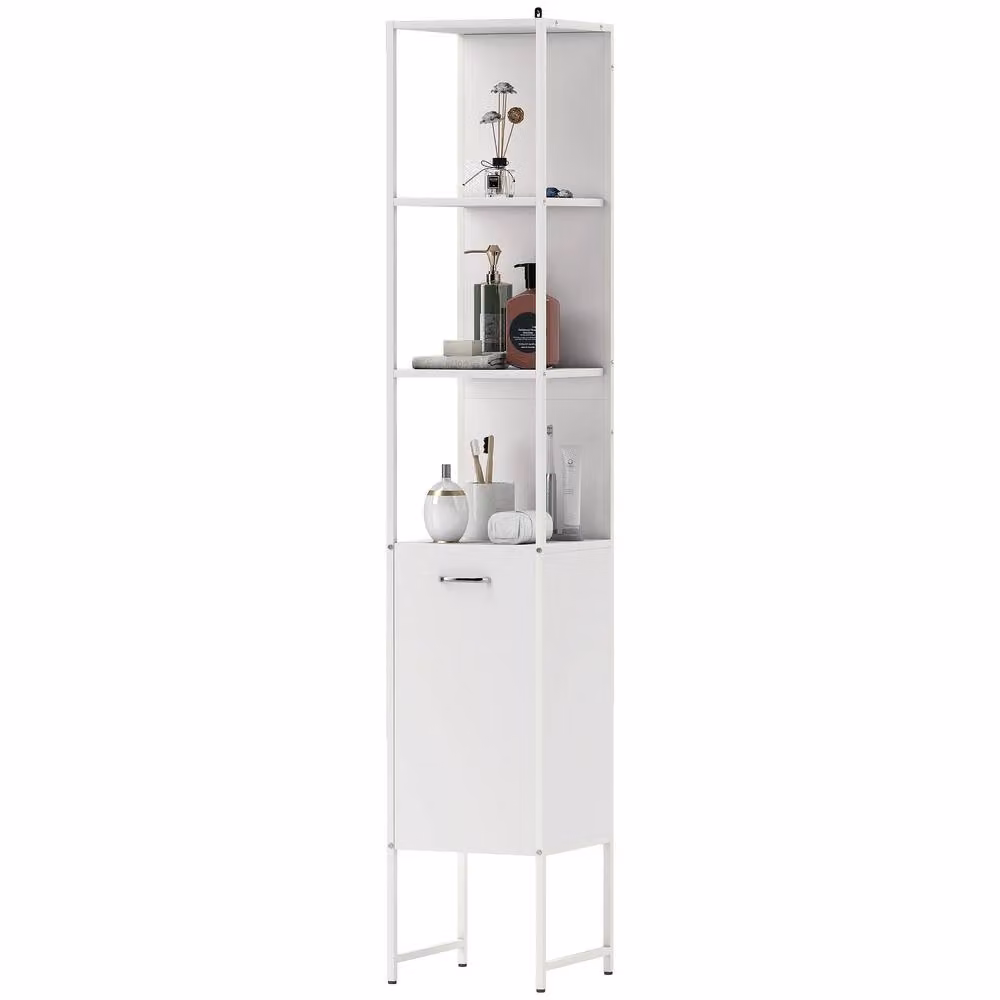 STILVORA Modern Tall White Bathroom Cabinet with Internal Shelves and Hinged Doors – 2