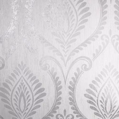 Crown Estelle Damask Sidewall Grey Washable Abstract Border Classic