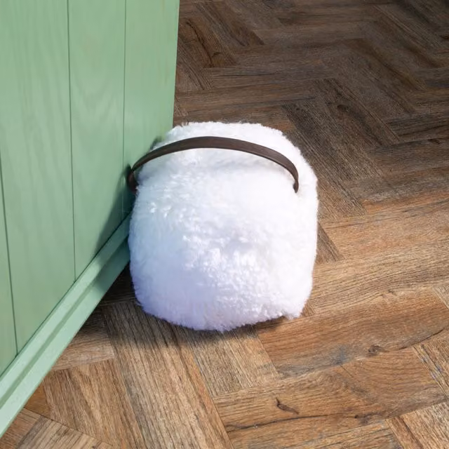 Native Natural Organic White Sheepskin Freestanding Doorstop