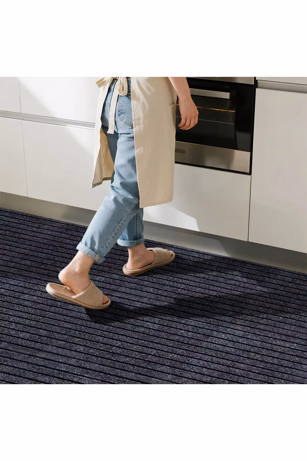 Living and Home Non-Slip Striped Absorbent Entrance Rug in Dark Grey, W/D/H: 90 x 60 x 0.6 cm – 4