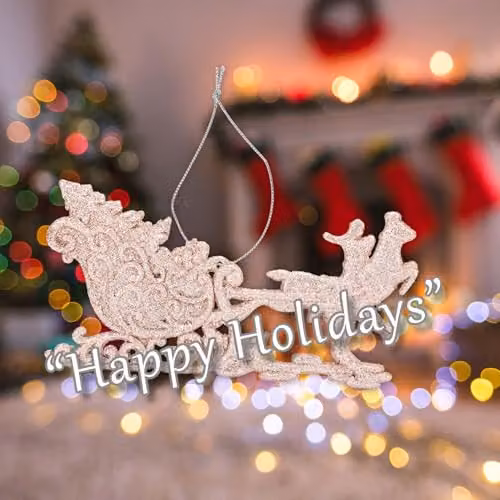 VFM e-Store Champagne Christmas Tree Decoration Ornament in White and Gold, W/D/H: 15.5 x 14.5 x 0.3 cm – 4