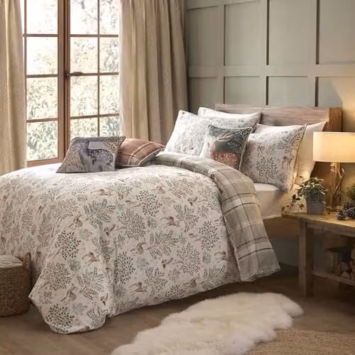 Dreams & Drapes Woodland Deer Velvet Cushion in Grey and Green, W/D/H: 43 x 43 x 43 cm – 4
