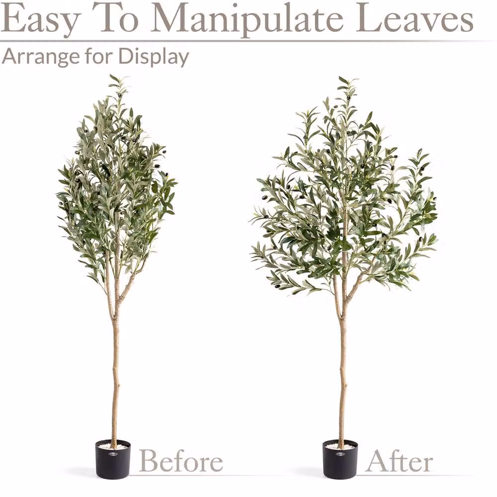 Christow Artificial Mediterranean Olive Tree with Realistic Leaves in Green, Grey, Black and White, Height: 152.4 cm – 5