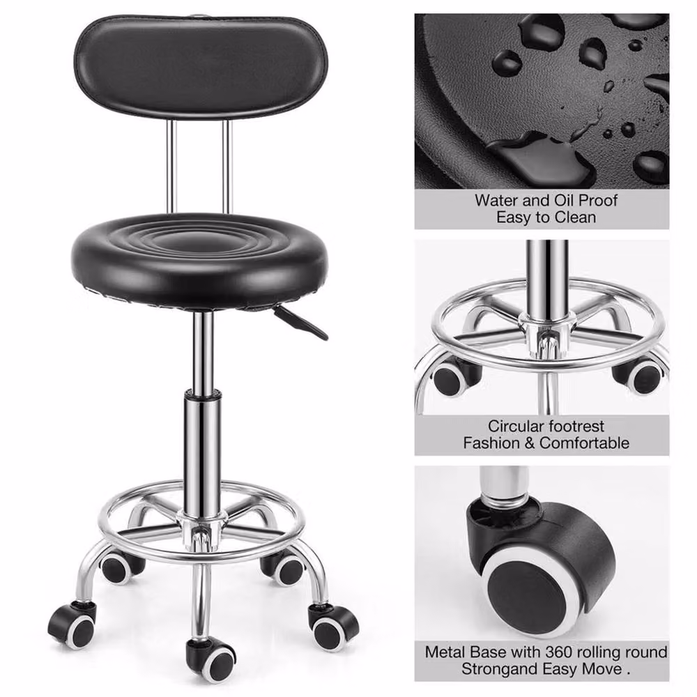 Nordara Black PU Leather Swivel Drafting Chair with Backrest and Foot Ring for Home or Office, Height: 100 cm, W/D/H: 15 x 15 x 100 cm – 3