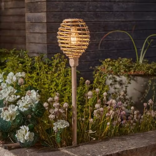 Garden Greatness Lunaria Solar LED Garden Stake Light, Brown, Height: 70 cm