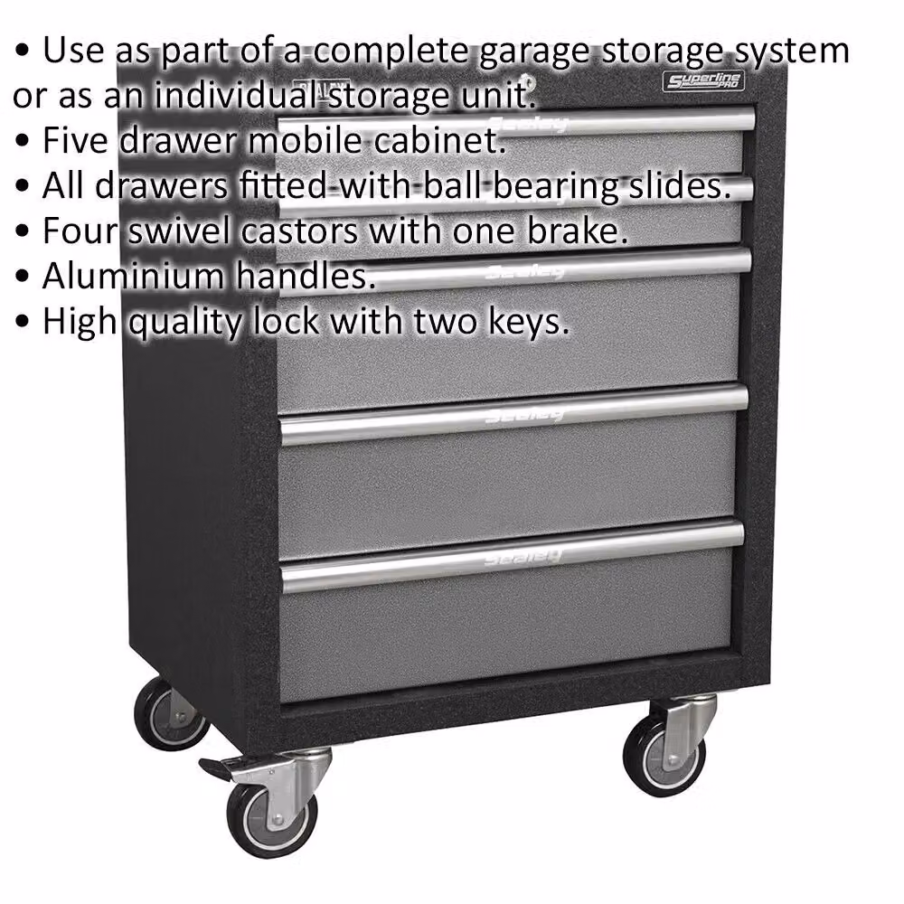 Loops Black Multicolour 5 Drawer Modular Mobile Cabinet with Lockable Swivel Castors W/D/H: 46.0 x 46.9 x 65.0 cm – 2