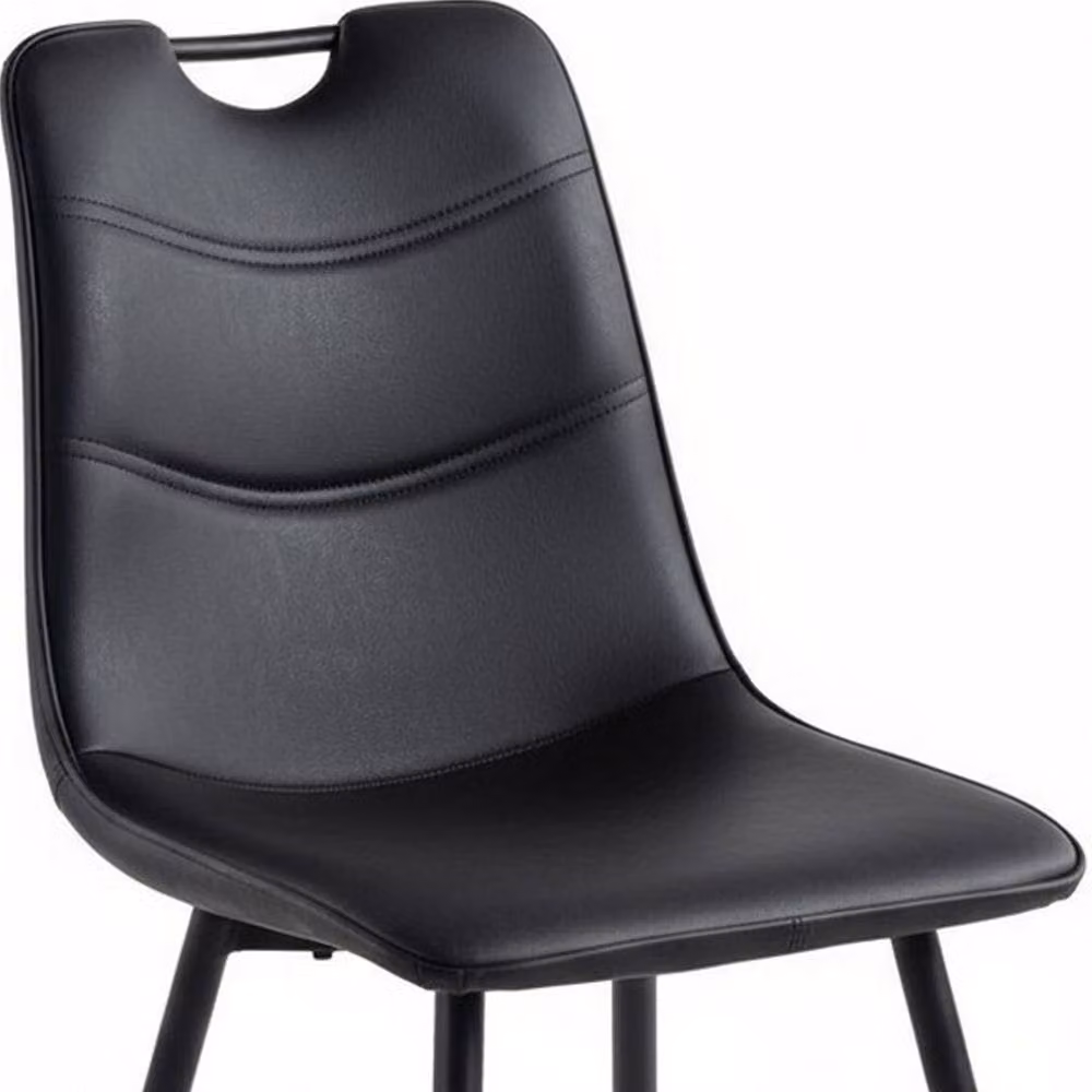 Minster Chair in Black Faux Leather with Metal Legs, W: 44 cm, D: 52 cm, H: 86 cm – 2