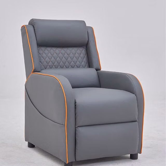 Home Detail Nova Gaming Chair Manual Recliner in Grey Synthetic Leather