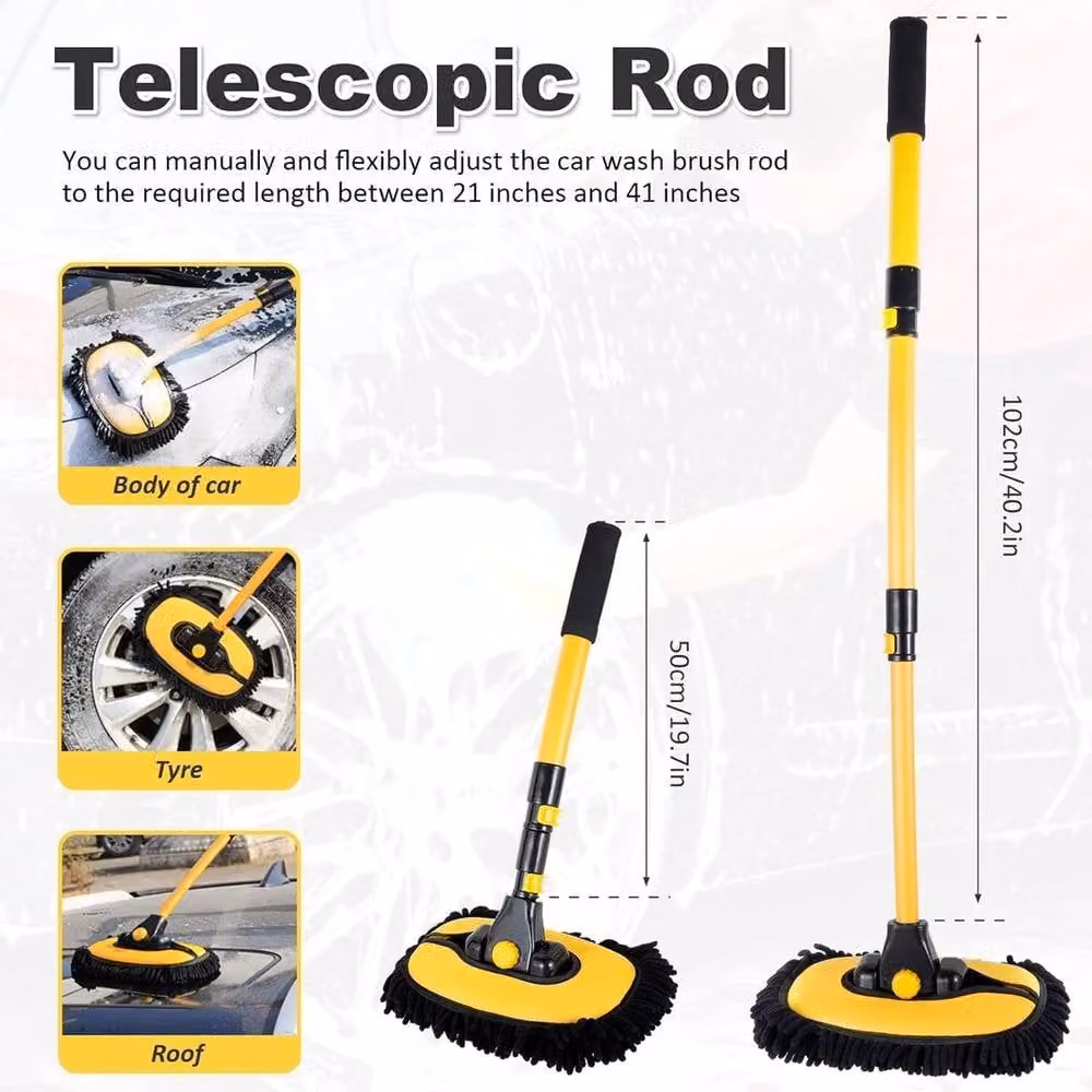 NESTLUNE 15° Curve Microfibre Car Wash Brush and Mop in Yellow – 2