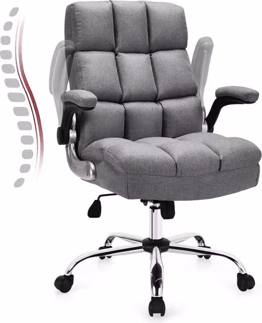 Costway Executive Ergonomic Office Chair in Grey with High Back, Swivel Function and Armrests