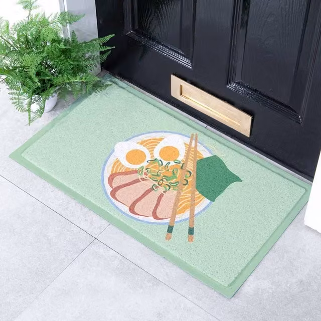 Artsy Mats Ramen Bowl Indoor/Outdoor Doormat in Pale Green, W/D: 70 x 40 cm – 1