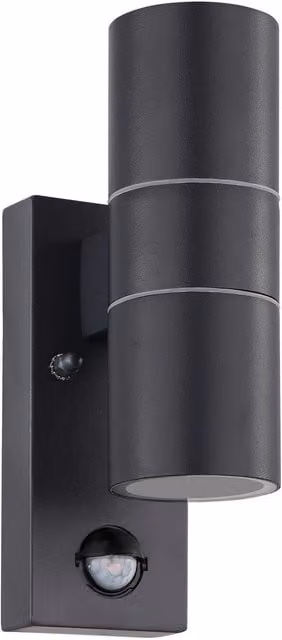 Loops Anthracite Steel Outdoor Wall Light with PIR Motion Sensor and 2 x 3W GU10 Bulbs – 1