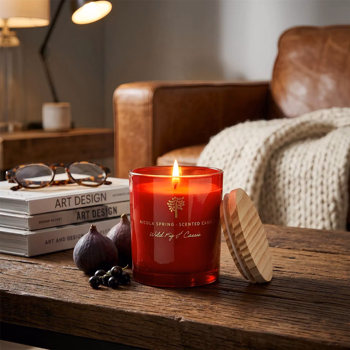 Nicola Spring Wild Fig and Cassis Scented Soy Wax Candle, Red, 130g – 9