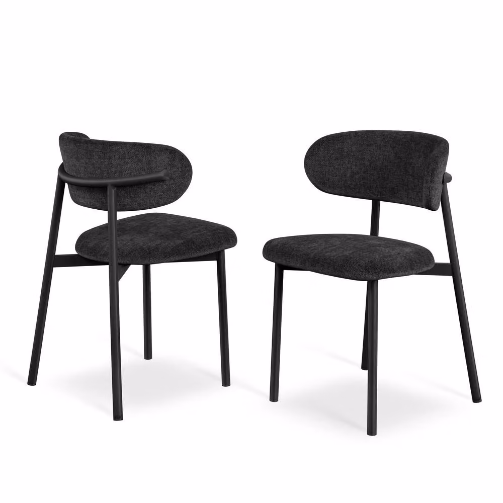 More4Homes Myla Linen Upholstered Dining Chairs Set of 2 in Black – 3