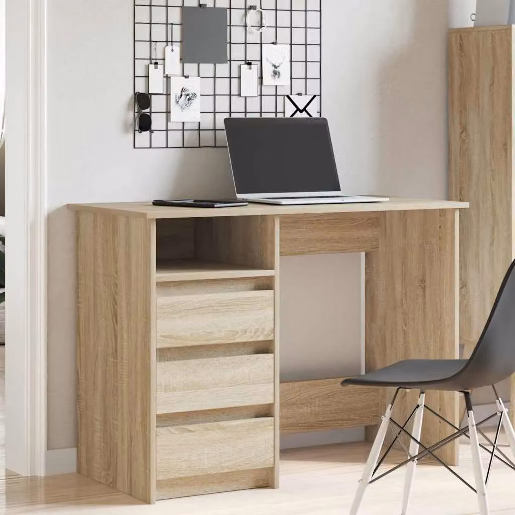 Berkfield Sonoma Oak Writing Desk in Brown, W/D/H: 102 x 50 x 75 cm – 2