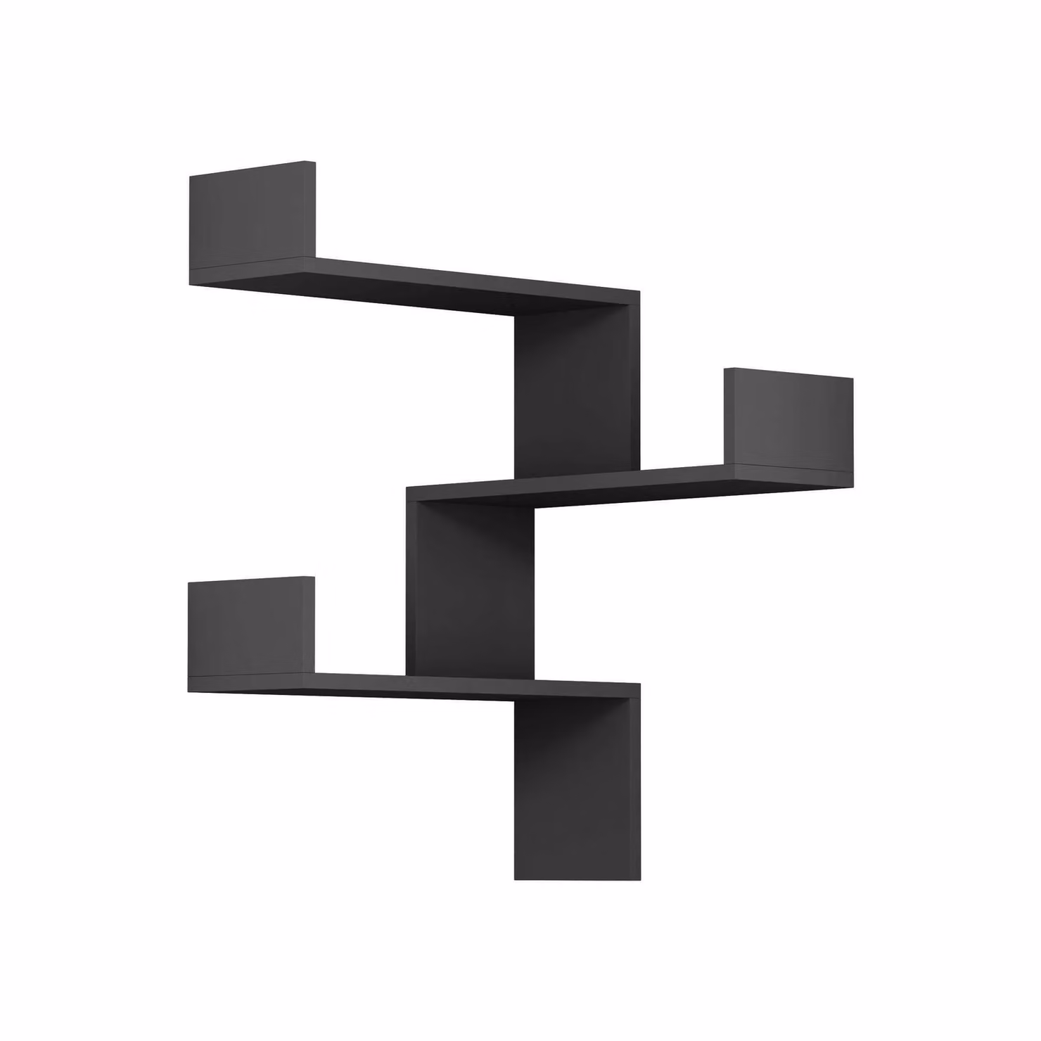Decortie Luksa Wall Mounted Corner Bookcase with Zigzag Design in Anthracite Grey, W: 60 cm, H: 90 cm – 2