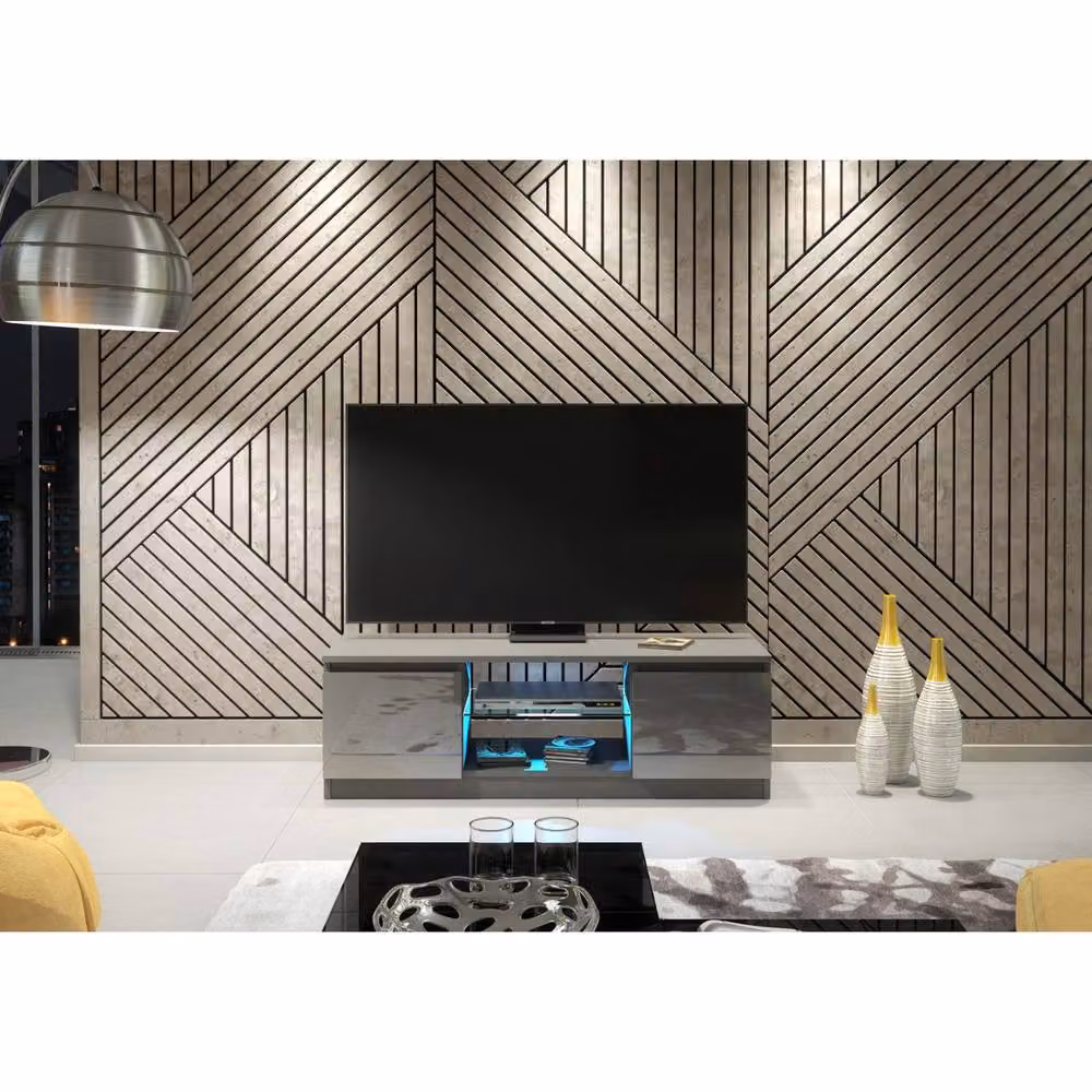 Creative Furniture Aura TV Unit in Grey with Glossy Finish, W/D/H: 120 x 40 x 38 cm – 2